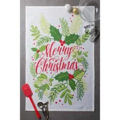 DII® Red & Green Boughs Of Holly Dishtowel Set 19 DII® Red & Green Boughs Of Holly Dishtowel Set -Michaels X-Mas Decor D539907S 5