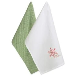 DII® Green Check & White Happy Holidays Dishtowel Set 14 DII® Green Check & White Happy Holidays Dishtowel Set -Michaels X-Mas Decor D539908S 1 1