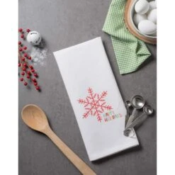 DII® Green Check & White Happy Holidays Dishtowel Set 19 DII® Green Check & White Happy Holidays Dishtowel Set -Michaels X-Mas Decor D539908S 6