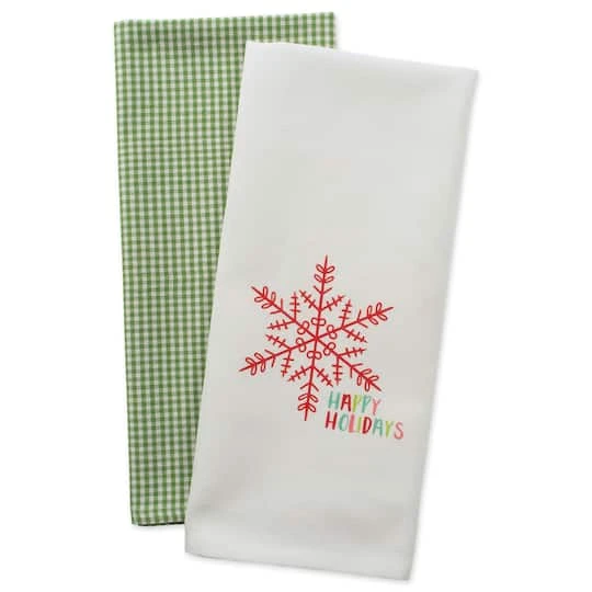 DII® Green Check & White Happy Holidays Dishtowel Set 11 DII® Green Check & White Happy Holidays Dishtowel Set - Image 9