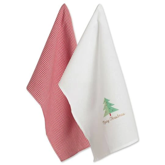 DII® Red Check & White Merry Christmas Dishtowel Set 4 DII® Red Check & White Merry Christmas Dishtowel Set - Image 2