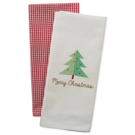 DII® Red Check & White Merry Christmas Dishtowel Set 6 DII® Red Check & White Merry Christmas Dishtowel Set - Image 4