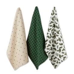 DII® Assorted Holiday Greenery Dishtowel Set