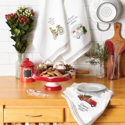 DII® Holidays On Wheels Printed Dishtowel Set -Michaels X-Mas Decor D539925S 8