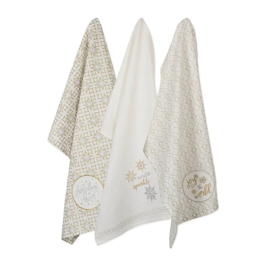 DII® Assorted Winter Sparkle Embellished Dishtowel Set 4 DII® Assorted Winter Sparkle Embellished Dishtowel Set - Image 2