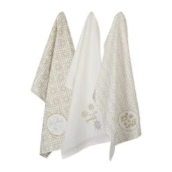 DII® Assorted Winter Sparkle Embellished Dishtowel Set