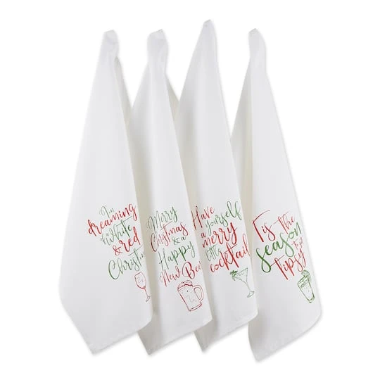 DII® Assorted Tipsy Glitzy Christmas Dishtowel Set 4 DII® Assorted Tipsy Glitzy Christmas Dishtowel Set - Image 2
