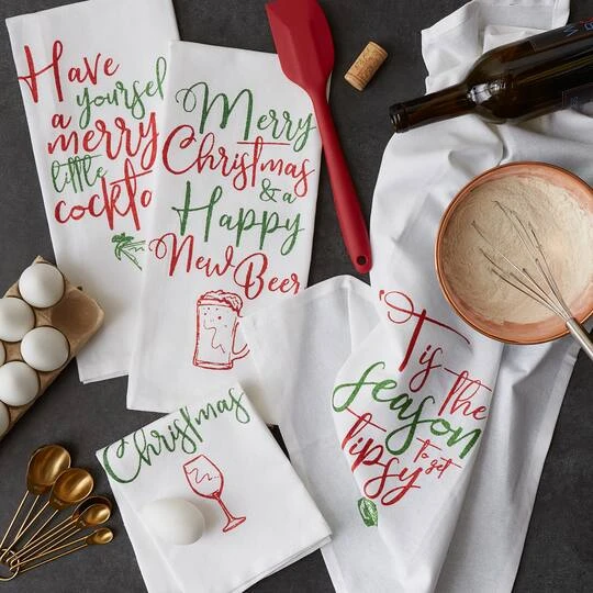 DII® Assorted Tipsy Glitzy Christmas Dishtowel Set 9 DII® Assorted Tipsy Glitzy Christmas Dishtowel Set - Image 7