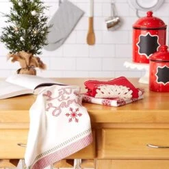 DII® Santa Chef Clause Kitchen, Let It Snow Dishtowel Set -Michaels X-Mas Decor D539936S 7