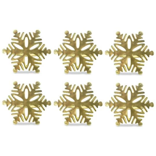 DII® Gold Snowflake Napkin Rings, 6ct. 4 DII® Gold Snowflake Napkin Rings, 6ct. - Image 2