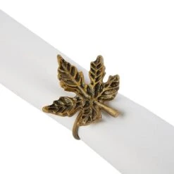 DII® Gold Maple Leaf Napkin Rings, 6ct. -Michaels X-Mas Decor D539969S 2