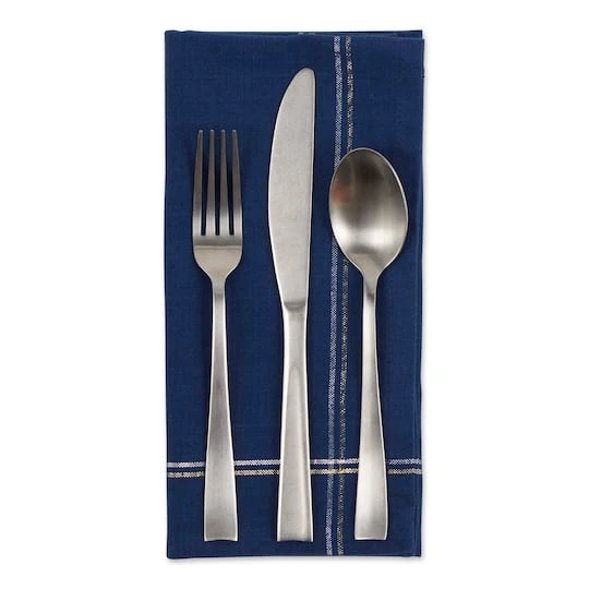 DII® Blue With Silver & Gold Border Napkins, 6ct. 5 DII® Blue With Silver & Gold Border Napkins, 6ct. - Image 3