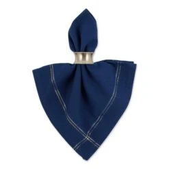DII® Blue With Silver & Gold Border Napkins, 6ct. 16 DII® Blue With Silver & Gold Border Napkins, 6ct. -Michaels X-Mas Decor D539991S 3