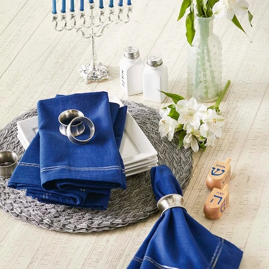 DII® Blue With Silver & Gold Border Napkins, 6ct. 8 DII® Blue With Silver & Gold Border Napkins, 6ct. - Image 6