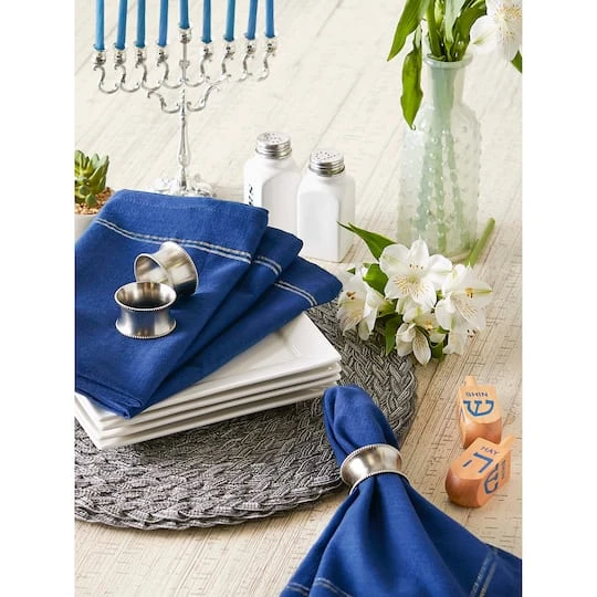 DII® Blue With Silver & Gold Border Napkins, 6ct. 9 DII® Blue With Silver & Gold Border Napkins, 6ct. - Image 7