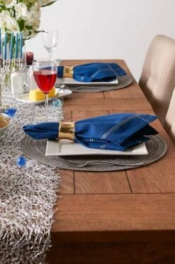 DII® Blue With Silver & Gold Border Napkins, 6ct. 21 DII® Blue With Silver & Gold Border Napkins, 6ct. -Michaels X-Mas Decor D539991S 8