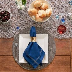 DII® Blue With Silver & Gold Border Napkins, 6ct. 22 DII® Blue With Silver & Gold Border Napkins, 6ct. -Michaels X-Mas Decor D539991S 9