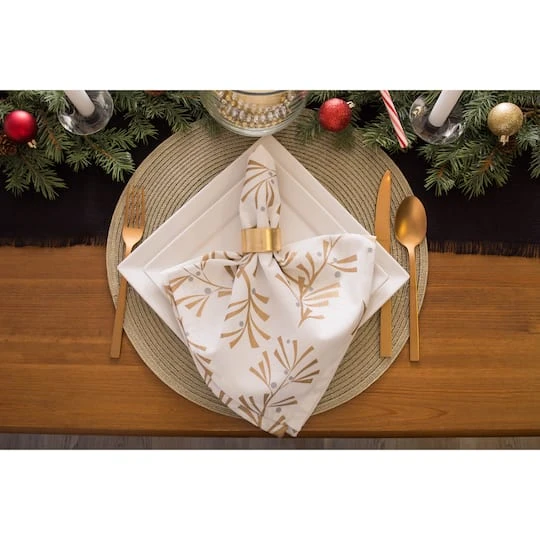 DII® Metallic Holly Leaves Napkins, 6ct. 6 DII® Metallic Holly Leaves Napkins, 6ct. - Image 4