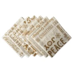 DII® Gold Christmas Collage Napkins, 6ct.