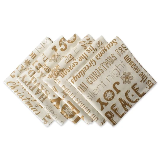 DII® Gold Christmas Collage Napkins, 6ct. 3 DII® Gold Christmas Collage Napkins, 6ct.