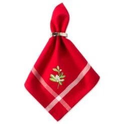 DII® Red Embroidered Mistletoe Corner With Border Napkins, 6ct. 18 DII® Red Embroidered Mistletoe Corner With Border Napkins, 6ct. -Michaels X-Mas Decor D540000S 5