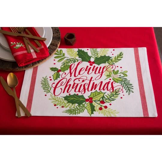 DII® Red Embroidered Mistletoe Corner With Border Napkins, 6ct. 9 DII® Red Embroidered Mistletoe Corner With Border Napkins, 6ct. - Image 7