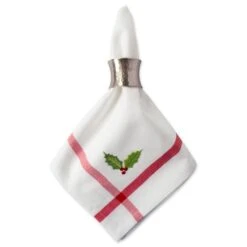 DII® White Embroidered Holly Corner With Border Napkins, 6ct. 21 DII® White Embroidered Holly Corner With Border Napkins, 6ct. -Michaels X-Mas Decor D540001S 8
