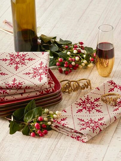 DII® Scandinavian Snowflakes Printed Napkin Set, 6ct. 9 DII® Scandinavian Snowflakes Printed Napkin Set, 6ct. - Image 7