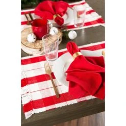 DII® Red Tinsel Plaid Fringed Placemats, 6ct. 14 DII® Red Tinsel Plaid Fringed Placemats, 6ct. -Michaels X-Mas Decor D540023S 5
