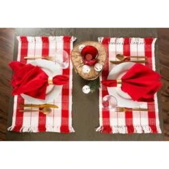 DII® Red Tinsel Plaid Fringed Placemats, 6ct. 15 DII® Red Tinsel Plaid Fringed Placemats, 6ct. -Michaels X-Mas Decor D540023S 6
