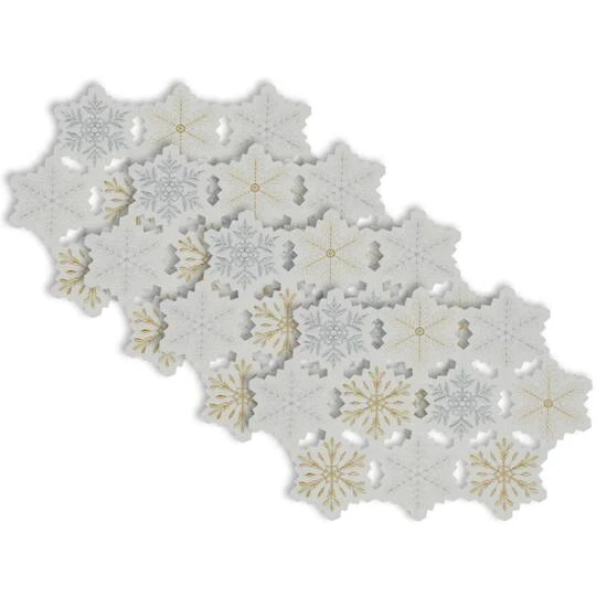 DII® Embroidered Snowflake Placemats, 4ct. 4 DII® Embroidered Snowflake Placemats, 4ct. - Image 2