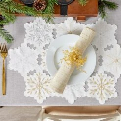DII® Embroidered Snowflake Placemats, 4ct. 23 DII® Embroidered Snowflake Placemats, 4ct. -Michaels X-Mas Decor D540029S 10