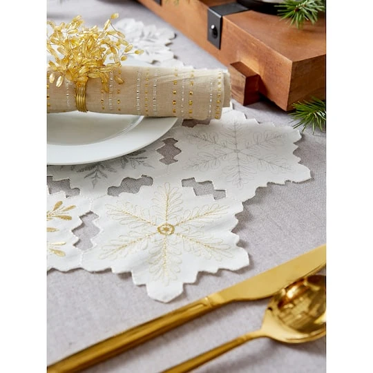 DII® Embroidered Snowflake Placemats, 4ct. 11 DII® Embroidered Snowflake Placemats, 4ct. - Image 9