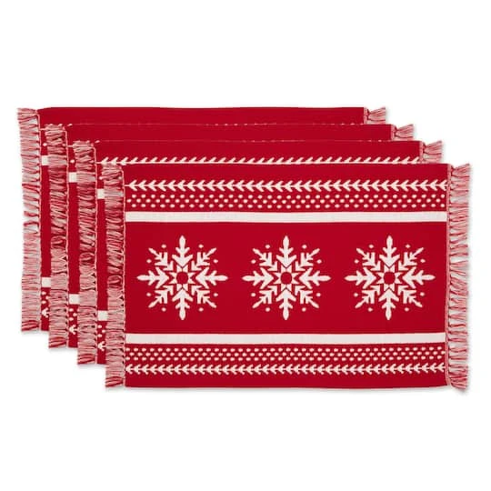 DII® Nordic Snowflake Stripe Jacquard Placemats, 4ct. 4 DII® Nordic Snowflake Stripe Jacquard Placemats, 4ct. - Image 2