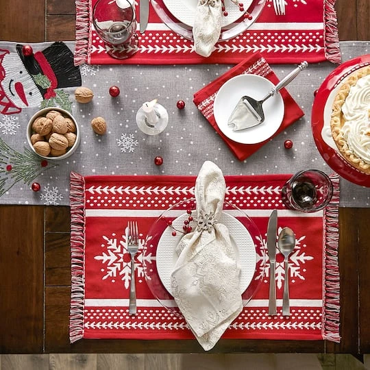 DII® Nordic Snowflake Stripe Jacquard Placemats, 4ct. 8 DII® Nordic Snowflake Stripe Jacquard Placemats, 4ct. - Image 6