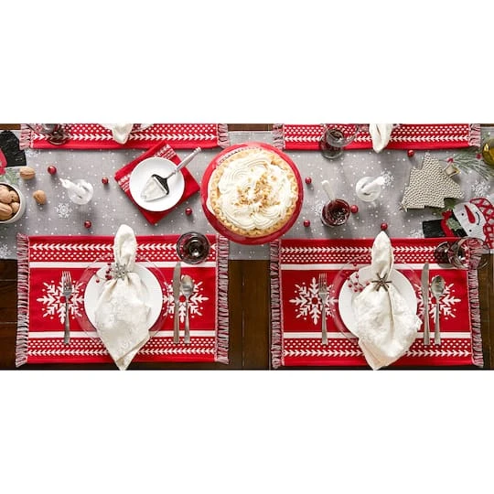 DII® Nordic Snowflake Stripe Jacquard Placemats, 4ct. 11 DII® Nordic Snowflake Stripe Jacquard Placemats, 4ct. - Image 9
