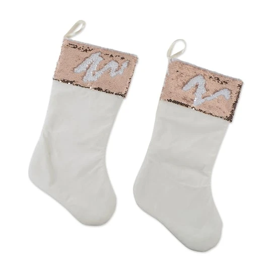 DII® Cream Sequin Velvet Holiday Stocking Set 3 DII® Cream Sequin Velvet Holiday Stocking Set