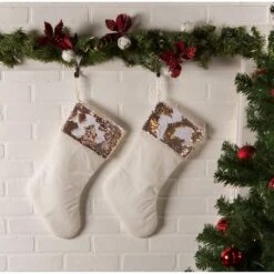 DII® Cream Sequin Velvet Holiday Stocking Set 14 DII® Cream Sequin Velvet Holiday Stocking Set -Michaels X-Mas Decor D540059S 5