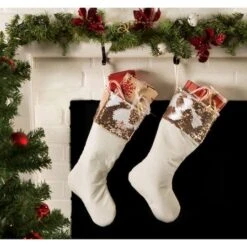 DII® Cream Sequin Velvet Holiday Stocking Set 15 DII® Cream Sequin Velvet Holiday Stocking Set -Michaels X-Mas Decor D540059S 6