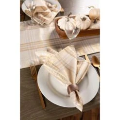 DII® 72" Metallic Cream Plaid Table Runner -Michaels X-Mas Decor D540093S 4