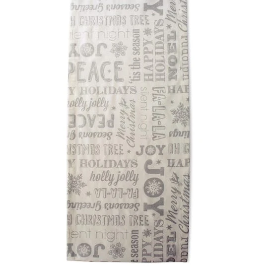 DII® 108" Silver Christmas Collage Table Runner 6 DII® 108" Silver Christmas Collage Table Runner - Image 4