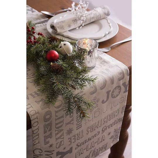 DII® 108" Silver Christmas Collage Table Runner 8 DII® 108" Silver Christmas Collage Table Runner - Image 6