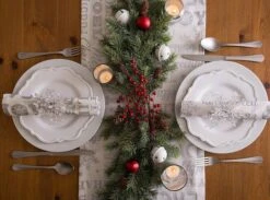 DII® 108" Silver Christmas Collage Table Runner 21 DII® 108" Silver Christmas Collage Table Runner -Michaels X-Mas Decor D540099S 9