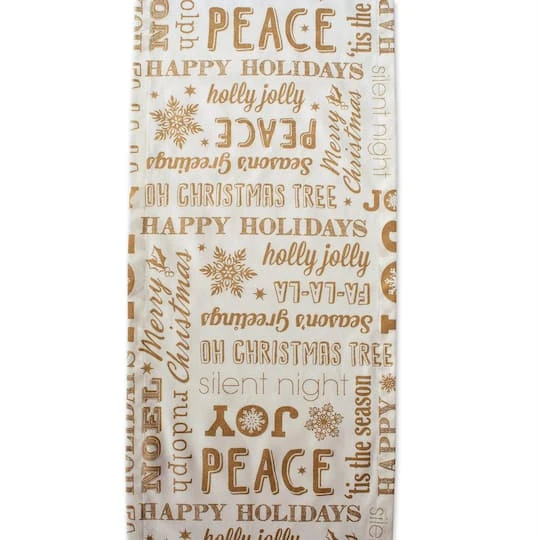 DII® 108" Gold Christmas Collage Table Runner 7 DII® 108" Gold Christmas Collage Table Runner - Image 5