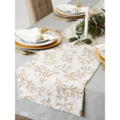 DII® 72" Metallic Holly Leaves Table Runner -Michaels X-Mas Decor D540101S 10