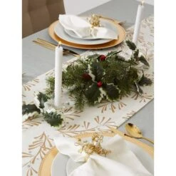 DII® 72" Metallic Holly Leaves Table Runner -Michaels X-Mas Decor D540101S 7