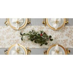 DII® 72" Metallic Holly Leaves Table Runner -Michaels X-Mas Decor D540101S 9