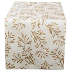 DII® 108" Metallic Holly Leaves Table Runner