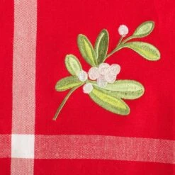 DII® 72" Red Embroidered Mistletoe Corner With Border Table Runner -Michaels X-Mas Decor D540104S 2