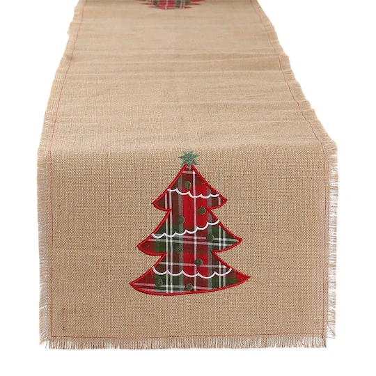 DII® 108" Embroidered Tree Burlap Table Runner 4 DII® 108" Embroidered Tree Burlap Table Runner - Image 2